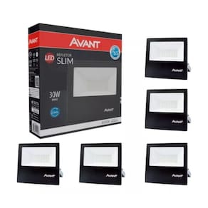 Refletor Led Avant Bivolt 30W 6500K Preto 5 Unidades