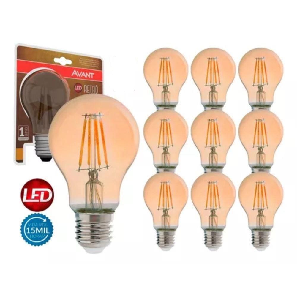 Lâmpada Led Retrô Pera Avant A60 10 Unidades