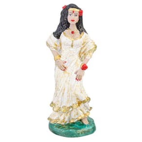 Imagem Cigana Branca Escultura Resina Estatua 15 Cm