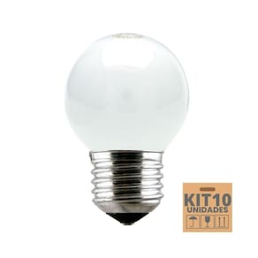Kit 10 Lâmpadas Incandescente Taschibra Bolinha 15w E27 220v Leitoso