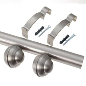 Kit Varão de Cortina Barcelona 19mm 1,50m Bola Couselo Aço Escovado