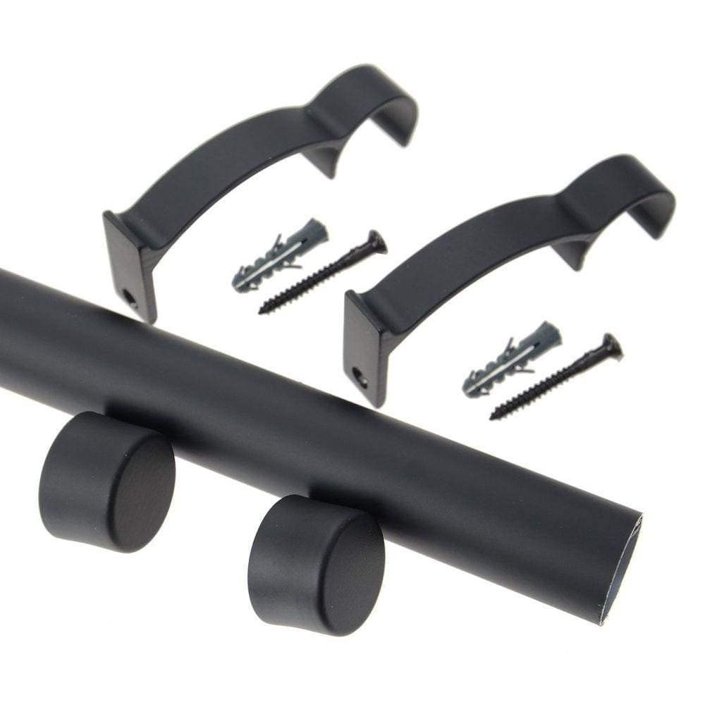 Kit Varão de Cortina Valencia 19mm 3,00m Tampa Couselo Preto