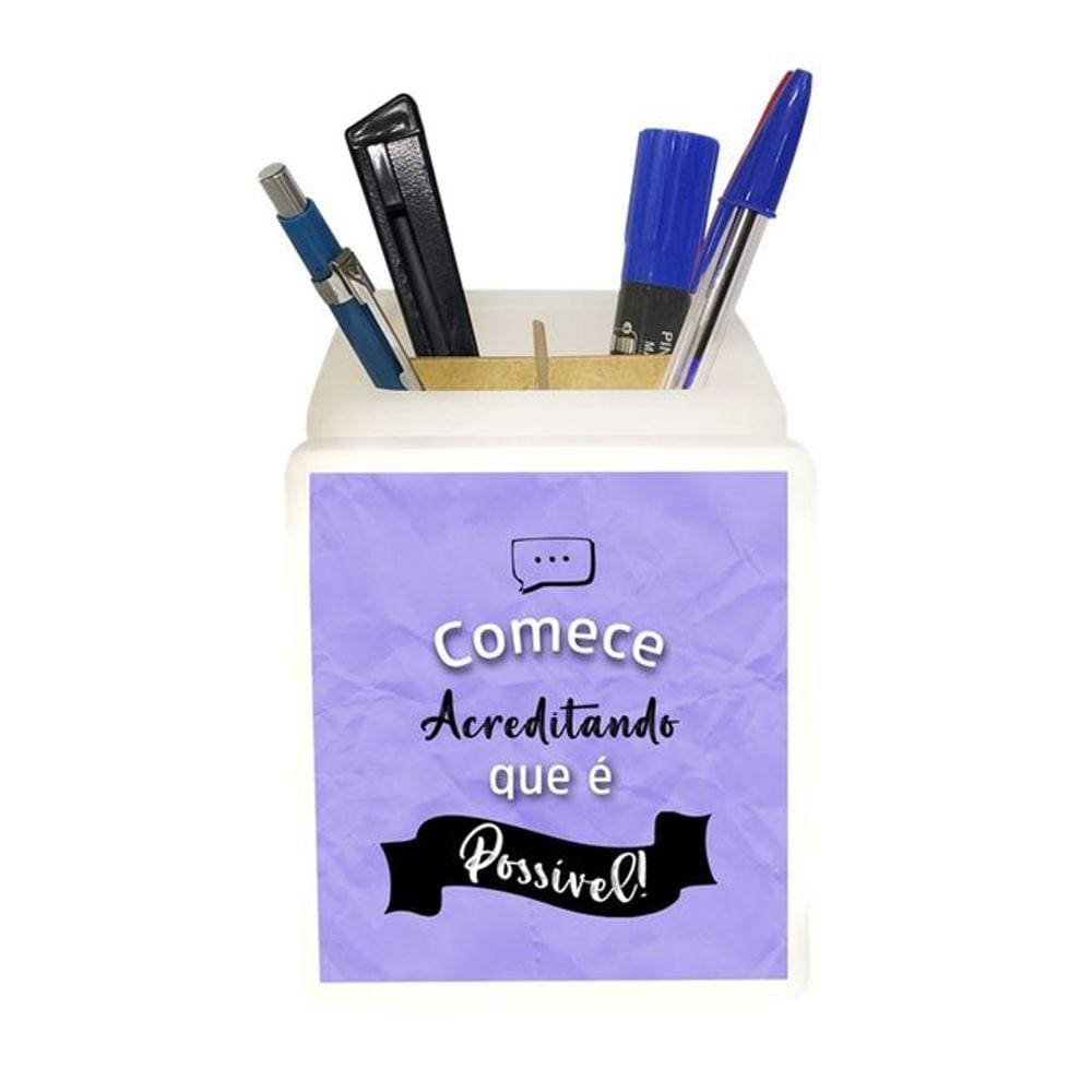 Organizador de Mesa Iluminado Começe Acreditando