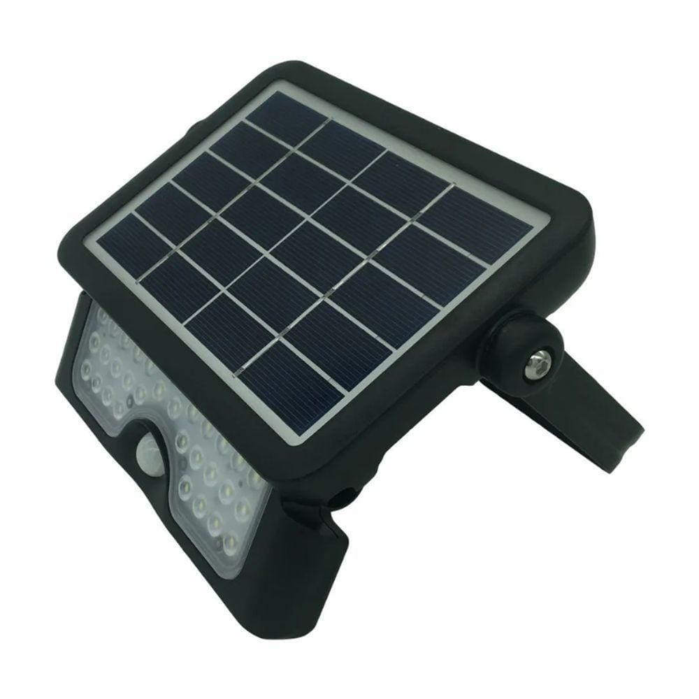 Projetor De Luz A Energia Solar 360º Com Sensor Led 5w Ip65 Demi 6500k - Luz Branca - Preto