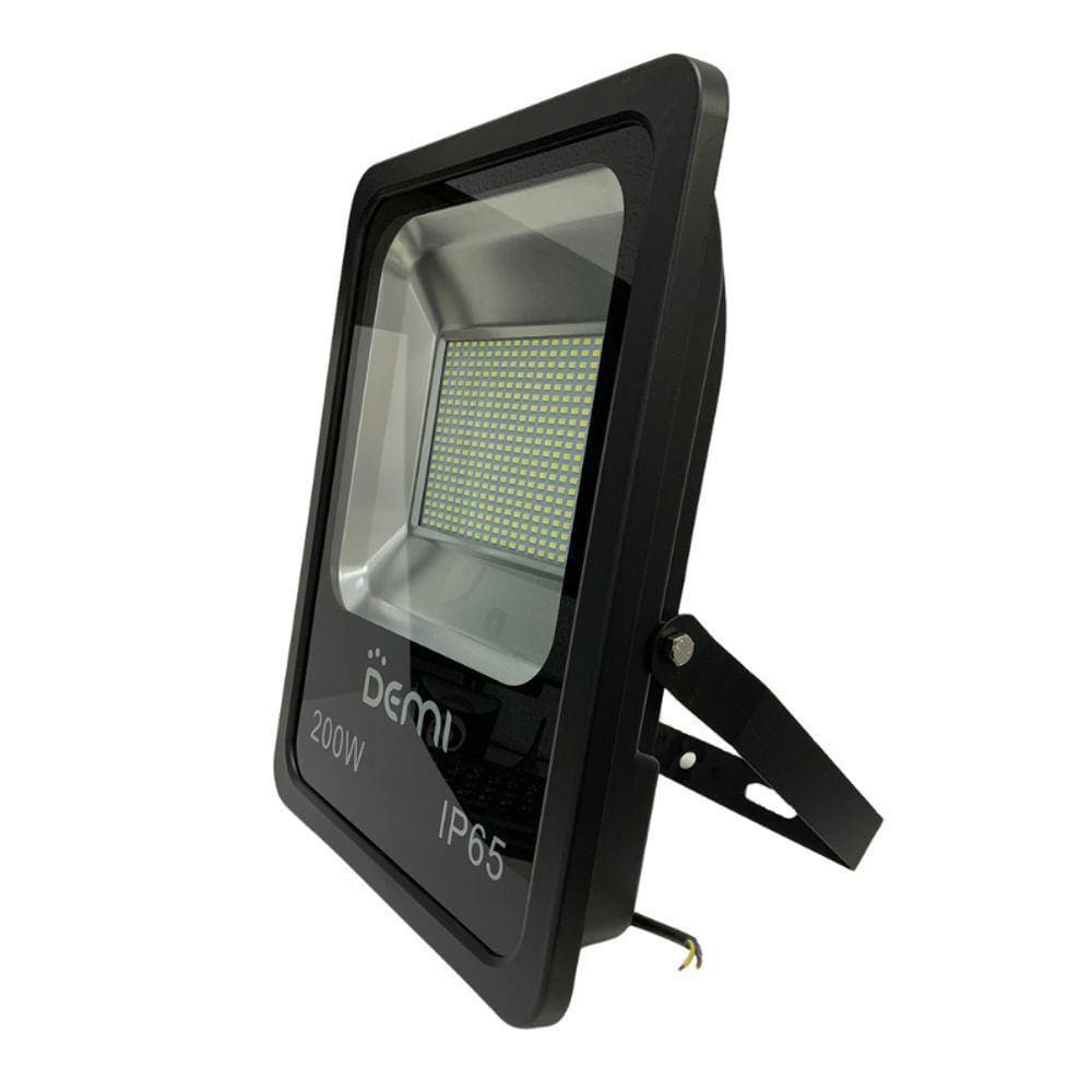 Refletor Projetor Led Slim 200w 6500k Bivolt Preto - Demi