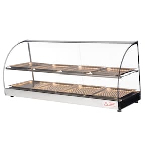 Estufa Vitrine Salgados Curva Dupla Com LED 8 Bandejas Inox Caliope Tita