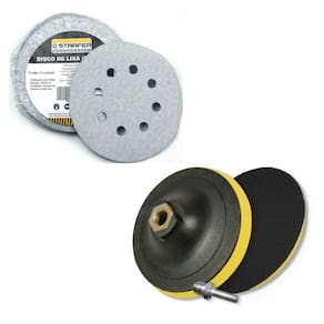 Kit Base Disco de Lixa 125mm x M14 E 10 Disco de Lixa Branco Grão 80
