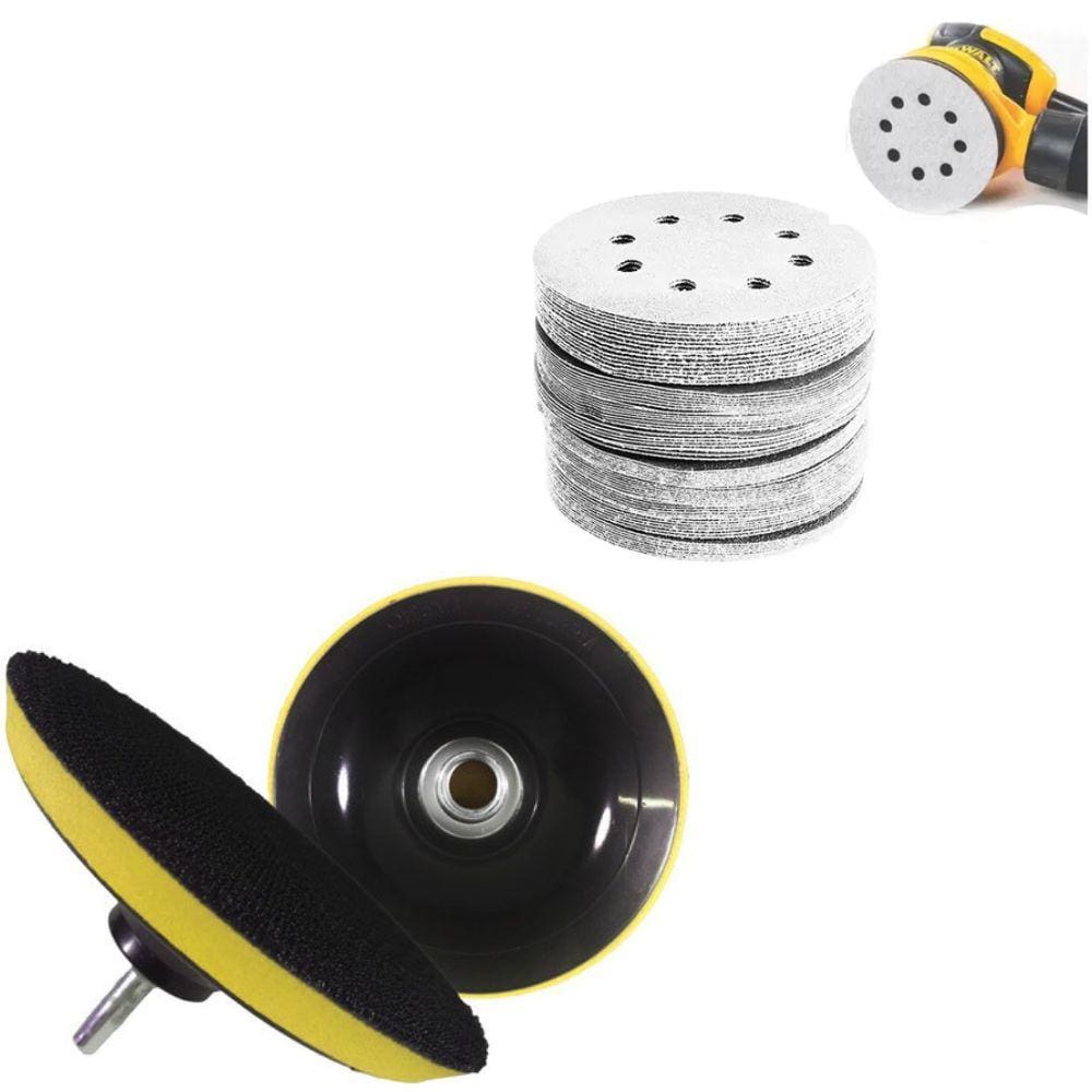 Kit Base Disco de Lixa 125mm x M14 E 10 Disco de Lixa Branco Grão 120