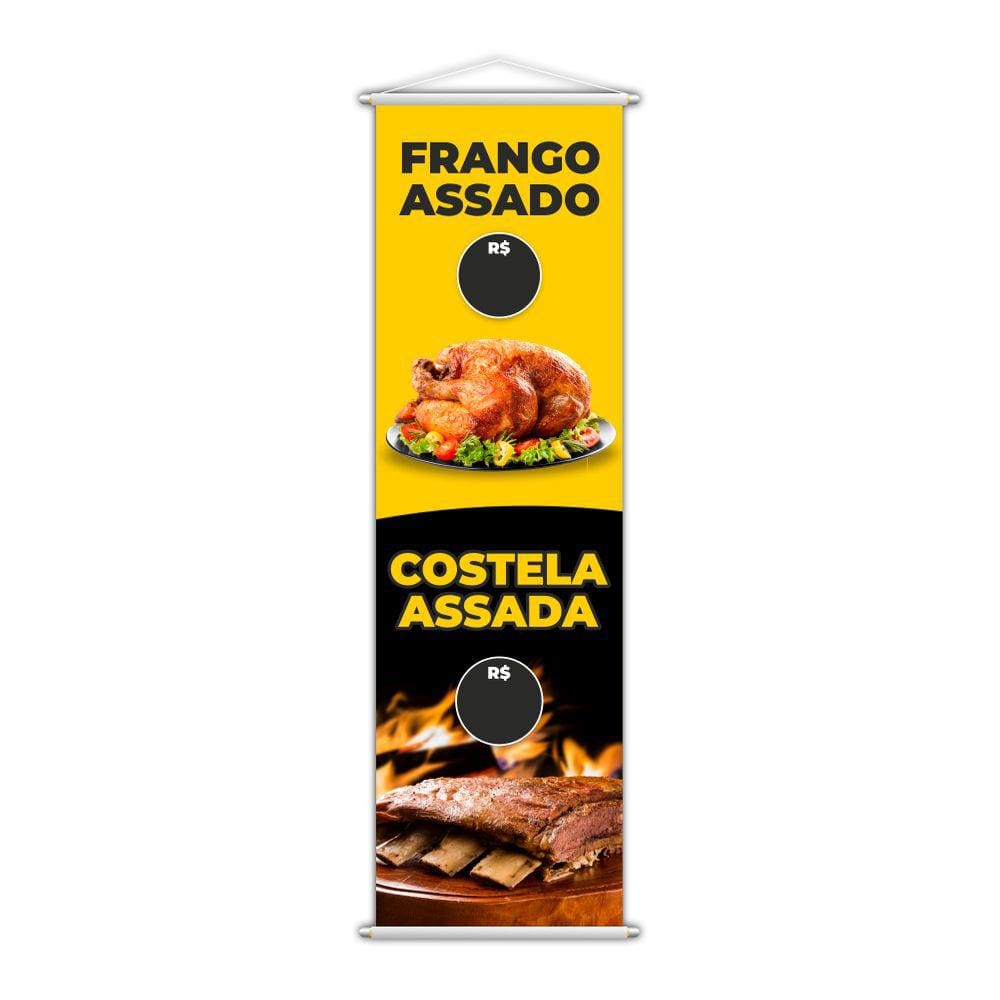 Banner Frango Assado e Costela Assada Restaurante 100x30cm