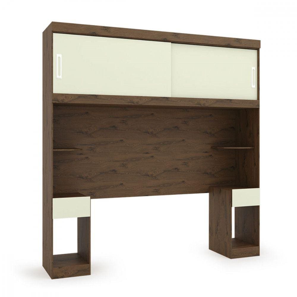 Nicho Aéreo Casal Genova 2 Portas Com Mesa de Cabeceira Capuccino Off White Batrol
