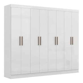 Guarda Roupa Casal Paris 8 Portas MDP Branco Brilho Maxel
