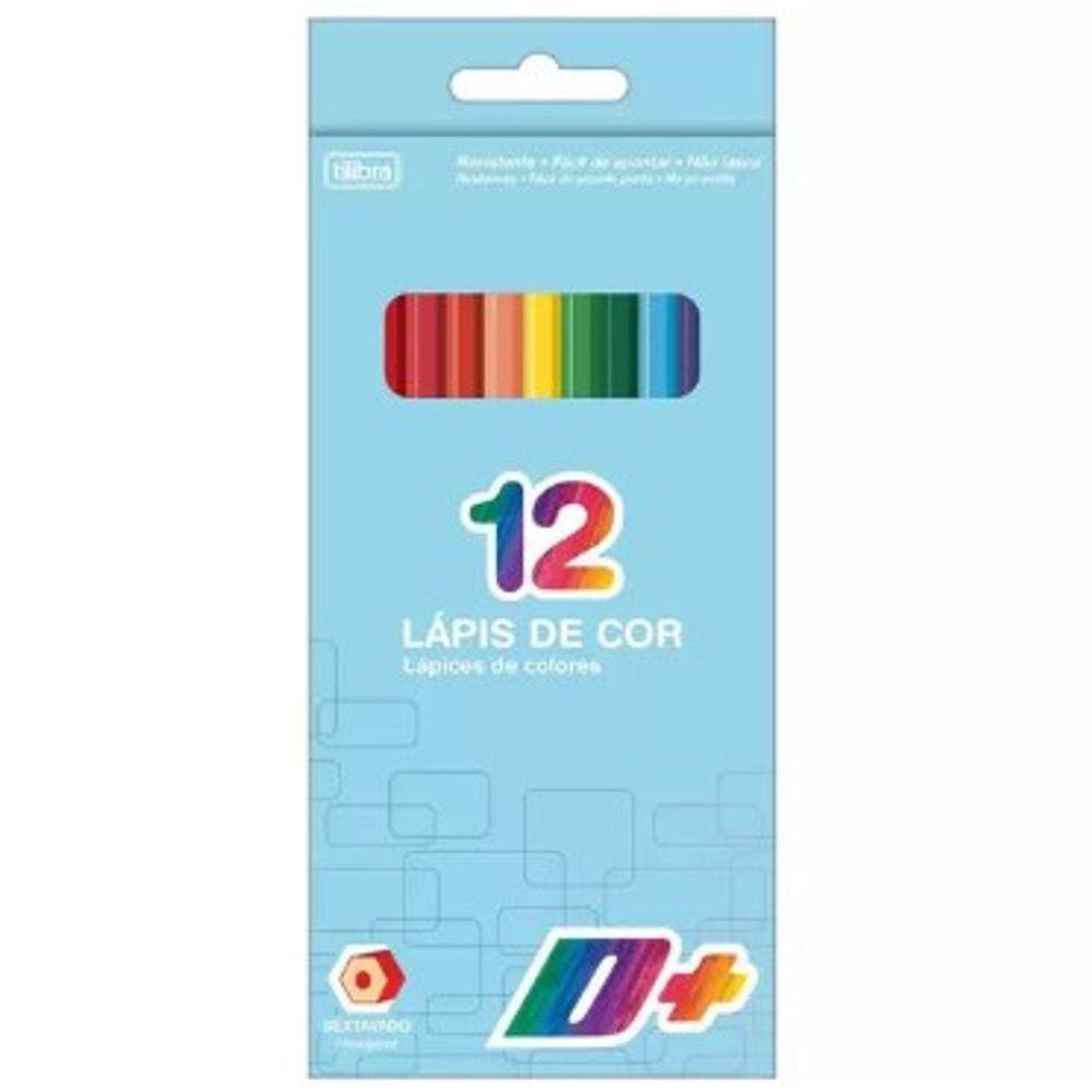 Lápis de Cor Sextavado D+ 12 Cores - Tilibra