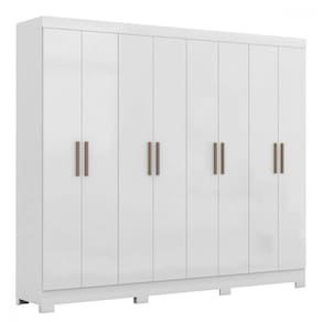 Guarda Roupa Casal Paris com Pés 8 Portas MDP Branco Brilho Maxel