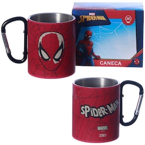 Caneca Homem Aranha Aço Inox Com Mosquetão Oficial Marvel
