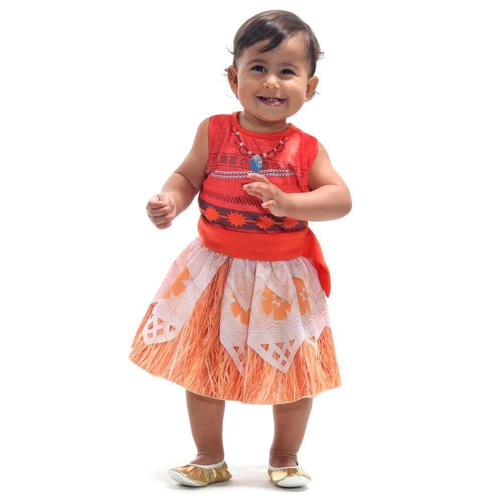 Fantasia Moana Infantil Vestido Moana Disney Oficial + Colar