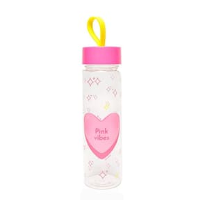 Garrafa Plástica Transparente - Leoarte - Pink Vibes 500Ml