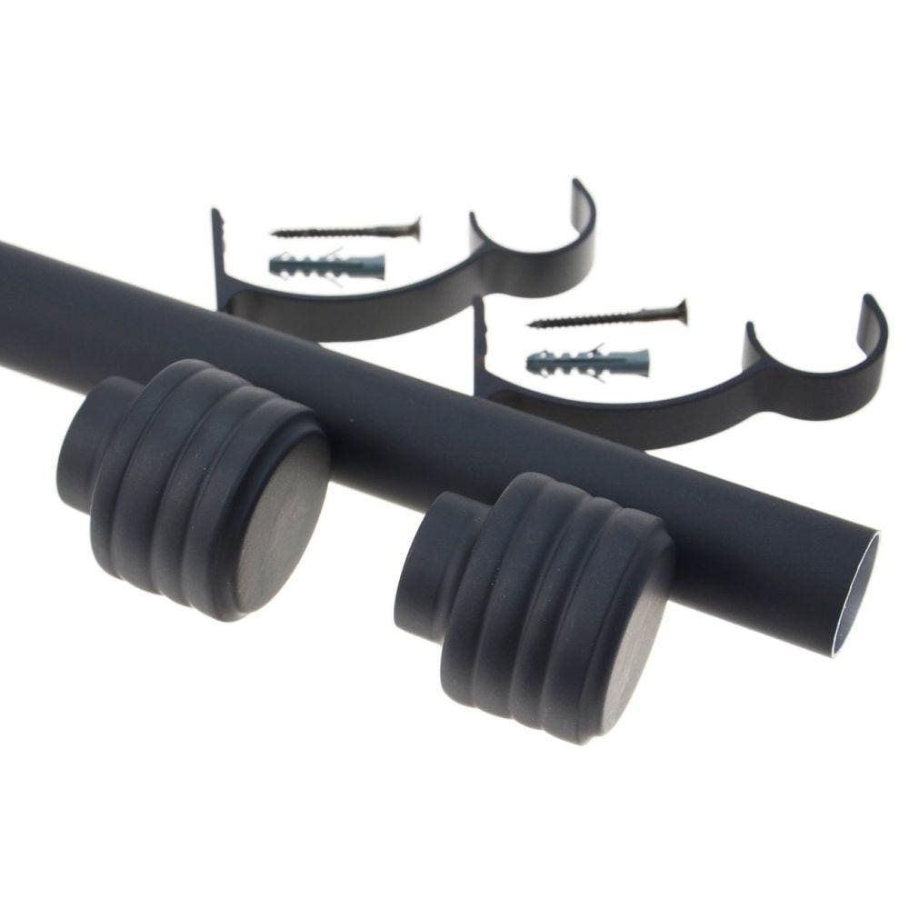 Kit Varão de Cortina Madrid 19mm 2 Metros Glacial Repuxada Couselo Preto