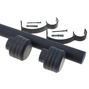 Kit Varão de Cortina Madrid 19mm 1,5 Metros Glacial Repuxada Couselo Preto