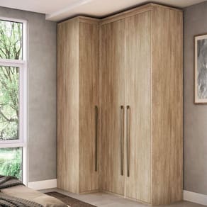 Guarda Roupa Modulado Canto Reto 3 Portas MDF Lótus Carvalho