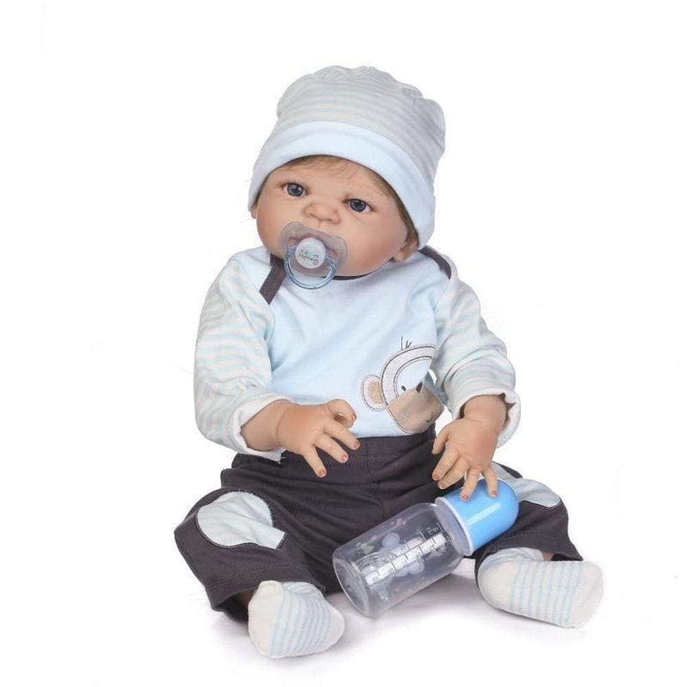 Bebe Reborn Menino Todo Em Silicone 57 Cm - Muito Realista - PRO