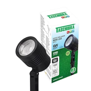 Espeto Led Para Jardim Taschibra Noir Mr16 6w Preto Bivolt 6500k Luz Fria