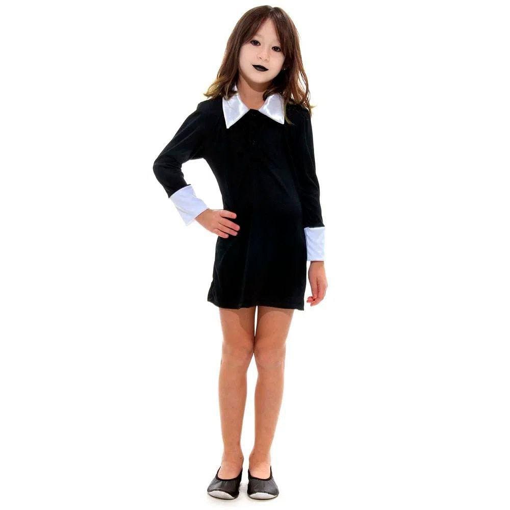 Fantasia Vandinha Familía Addams - Vestido Baile Infantil - Halloween