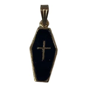 Pingente Caixão Preto 2,6 cm em Metal Dourado