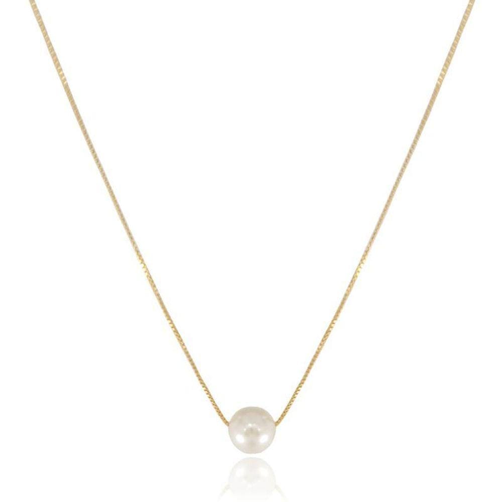 Gargantilha Pérola Banhada A Ouro 18K