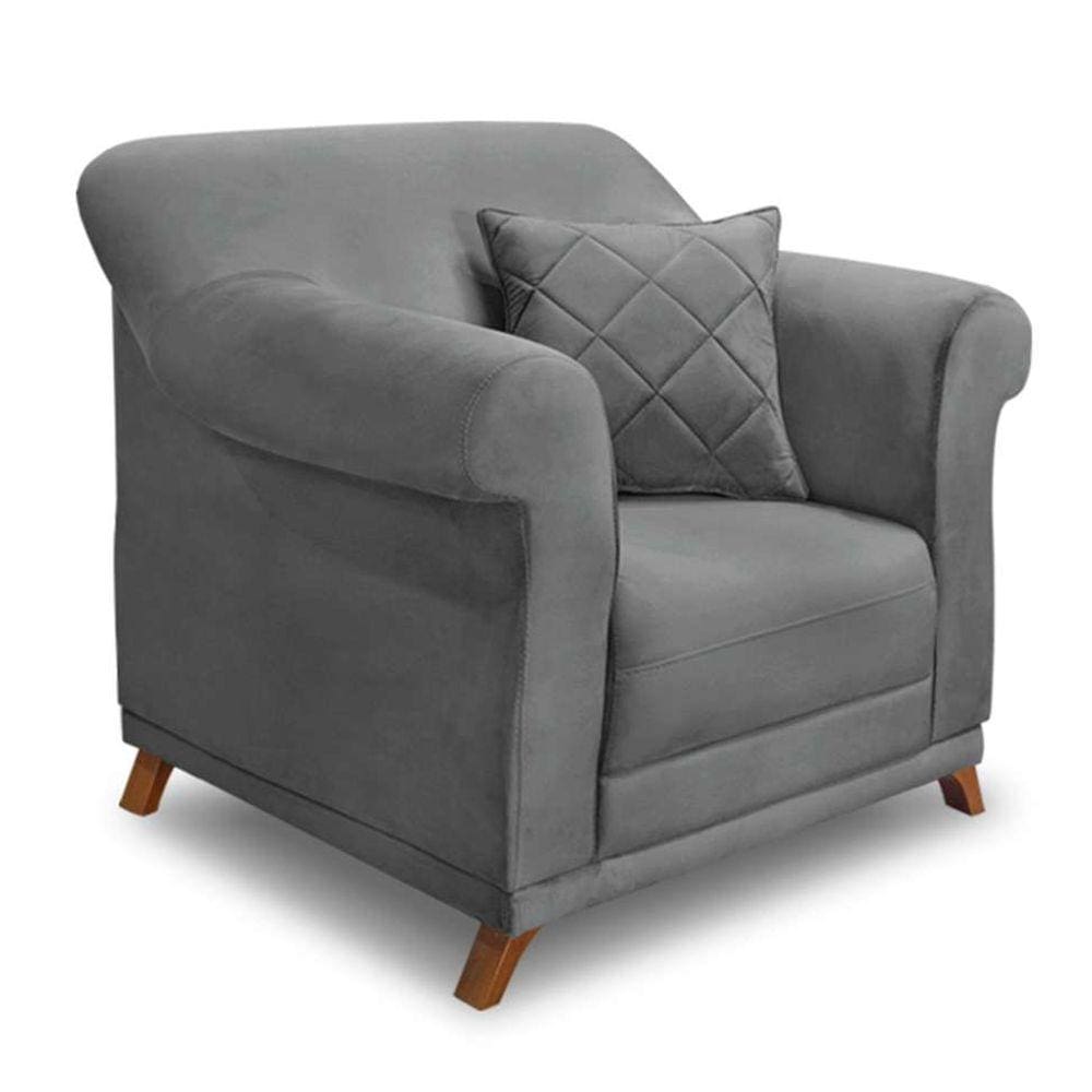 poltrona abruzzo veludo cinza