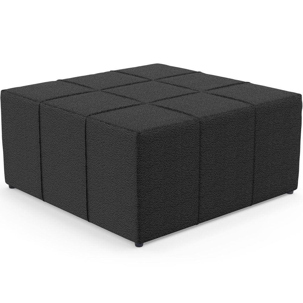 Puff Decorativo Para Sala de Estar Quadrado Milano 90x90cm W01 Bouclê Preto - Lyam Decor