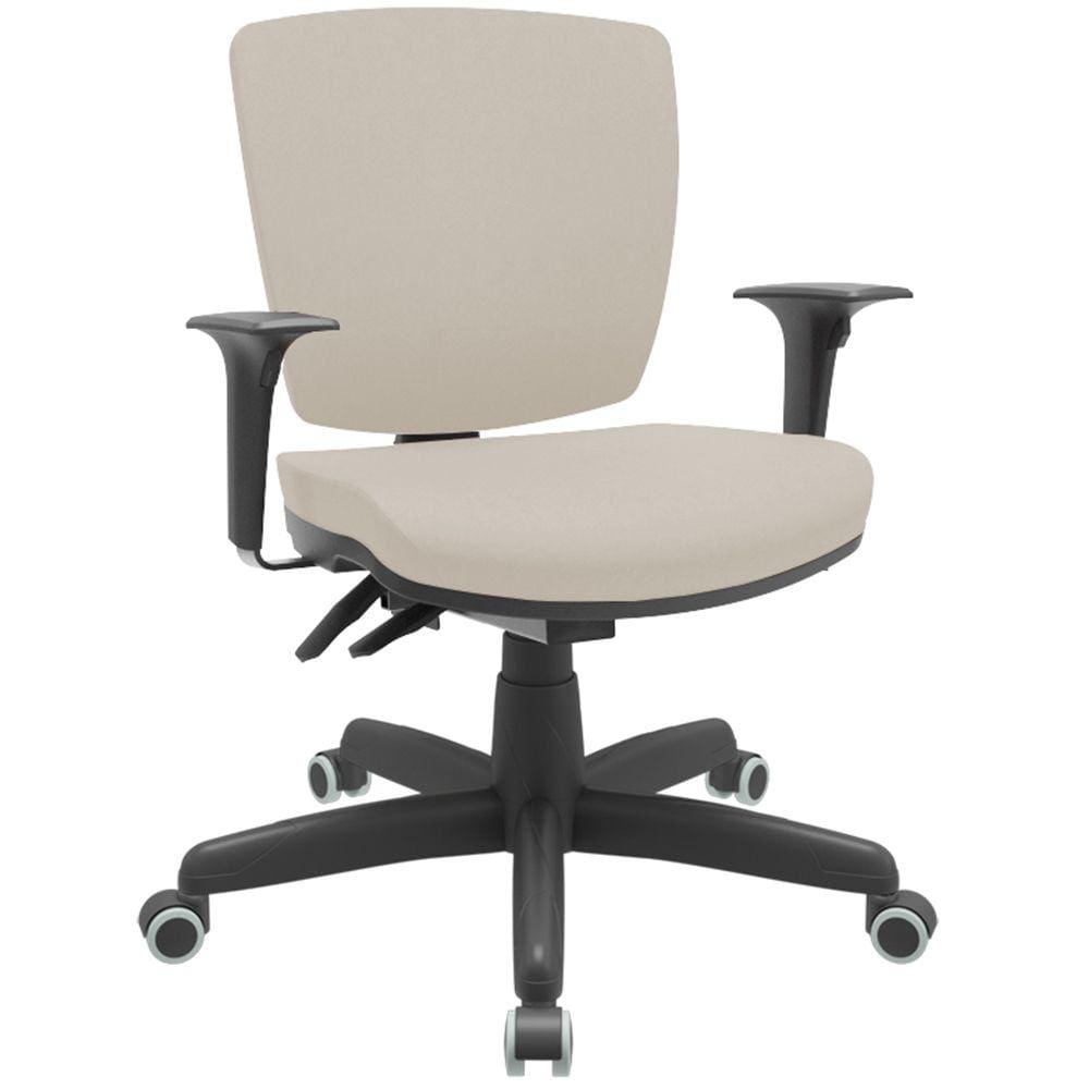 Cadeira de Escritório Executiva Office Base Giratória Preto Baixa Flexi P03 Vinil Bege -Lyam