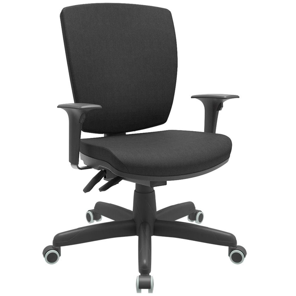 Cadeira de Escritório Diretor Office Base Giratória Preto Alta Flexi P03 PoliésterPreto -Lyam