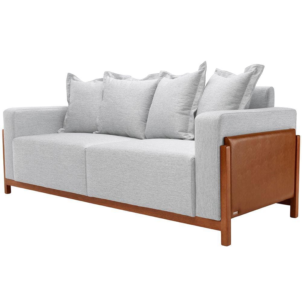 Sofá 03 Lugares Para Sala De Estar 198 cm Khali B04 Linho Cinza Couríssimo Whisky - Lyam