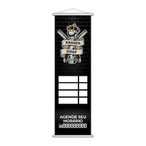 Banner Barber Shop Agende Seu Horário Contato 100x30cm