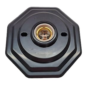 Plafon Preto Octagonal com Travessa e Soquete Cerâmico E27