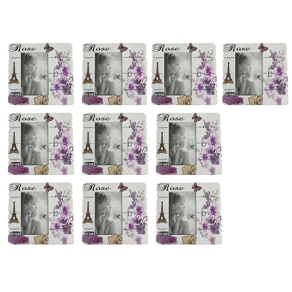 Porta Retrato 10x15 Moldura Paris Kit 10 Unidades Flores Decoraçao Foto Estante Prateleira Mesa EnfeiteSala Quarto Lembrança Fotografia