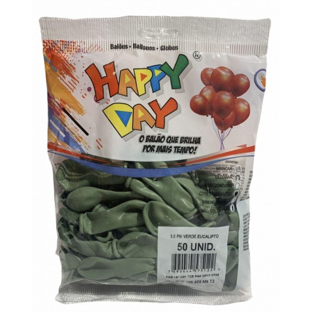 Balão 5 Verde Eucalipto Pc 50