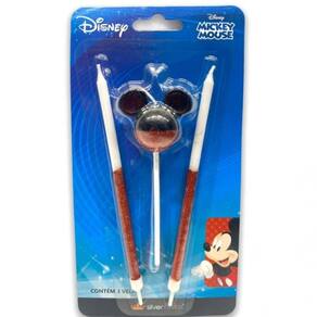Vela Mickey 360 Meio Glitter Vermelha Silverfestas