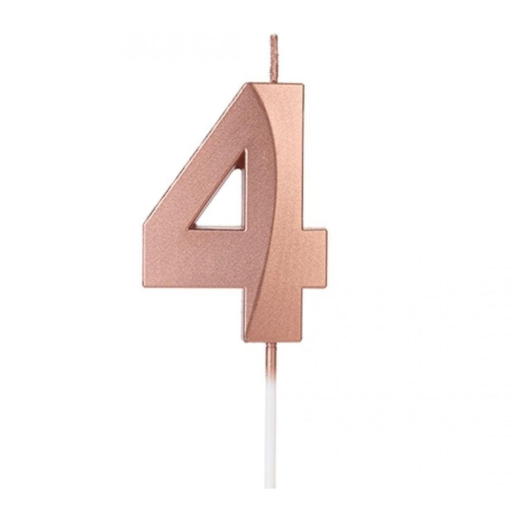 Vela Design Rose Gold Número 4 Silverfestas