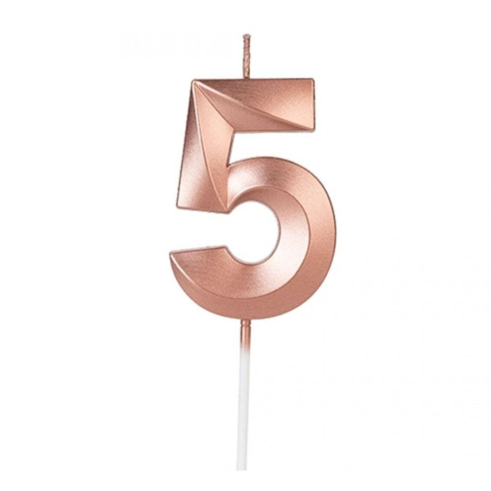 Vela Design Rose Gold Número 5 Silverfestas