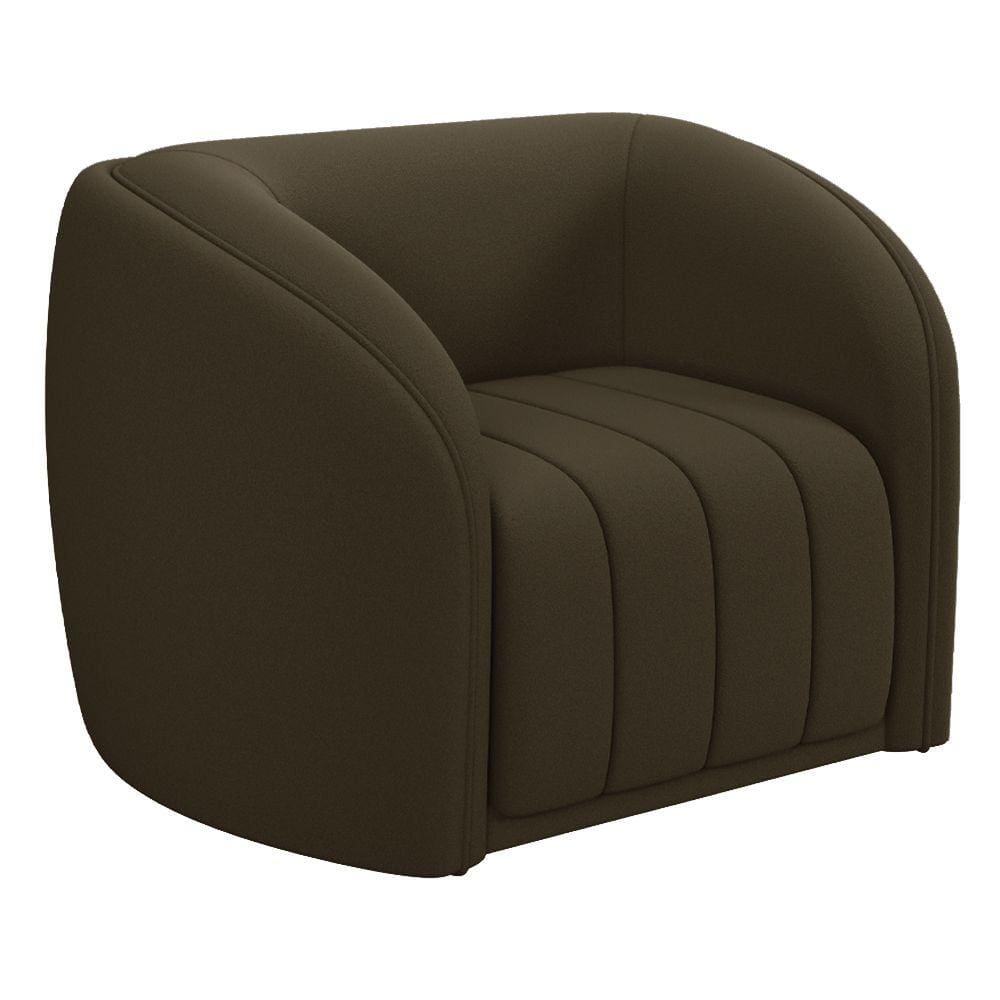 Poltrona Decorativa Para Sala De Estar Lazio M03 Veludo Marrom - Lyam Decor