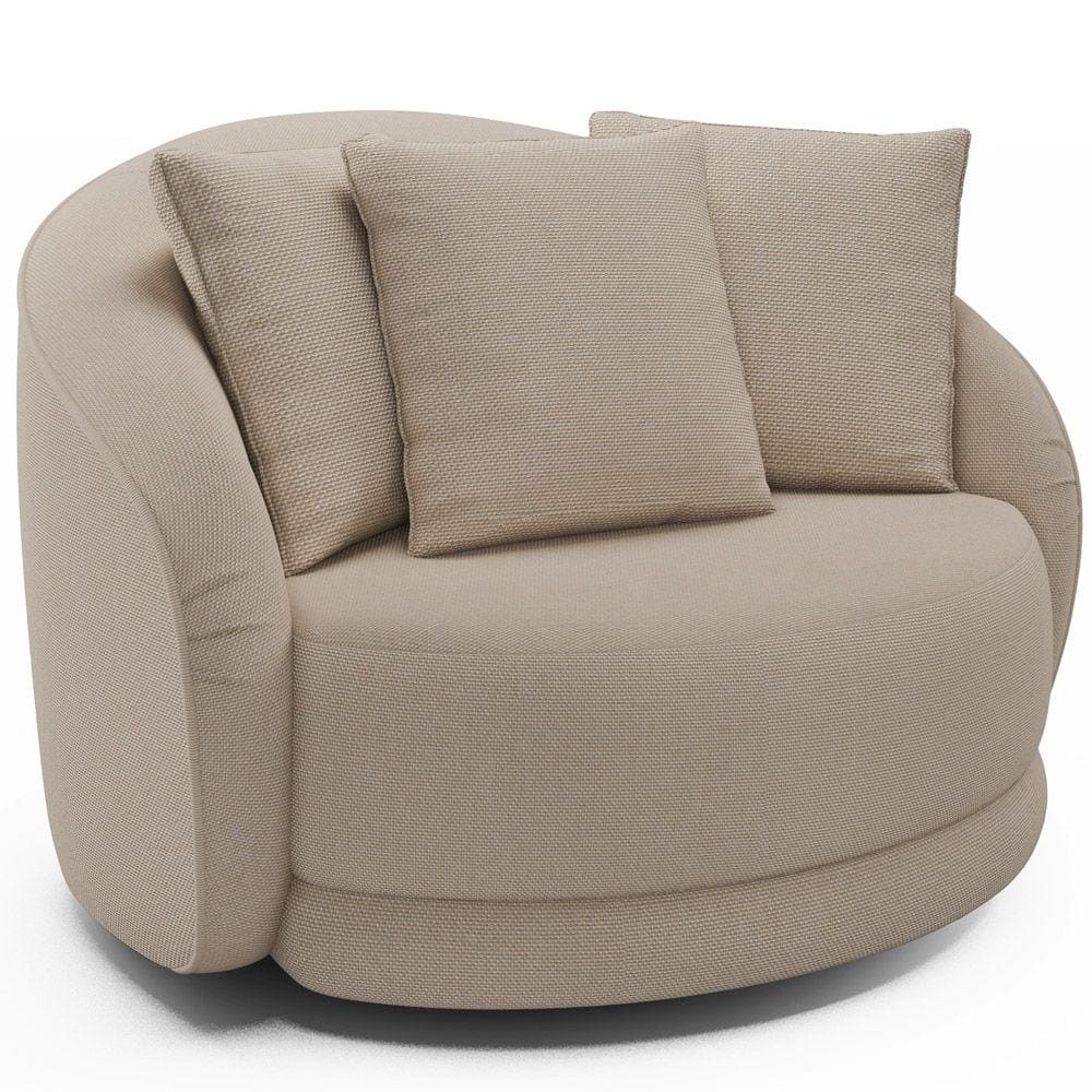Poltrona Decorativa Para Sala de Estar Base Giratória Witta M03 Linho Cru - Lyam Decor