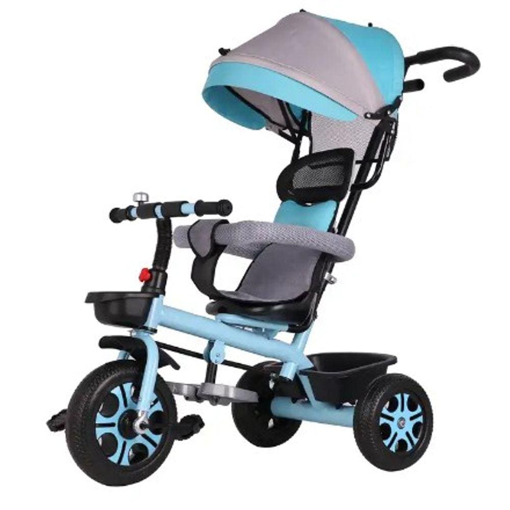 Triciclo Motinha Infantil com Capota Azul Passeio e Pedal Bel