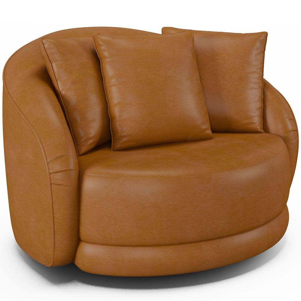 Poltrona Decorativa Para Sala de Estar Base Giratória Witta M03 Couríssimo Whisky - Lyam Decor