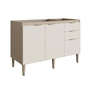 Balcão para Pia 120cm 3 Portas 2 Gavetas Carol Mocca/Areia
