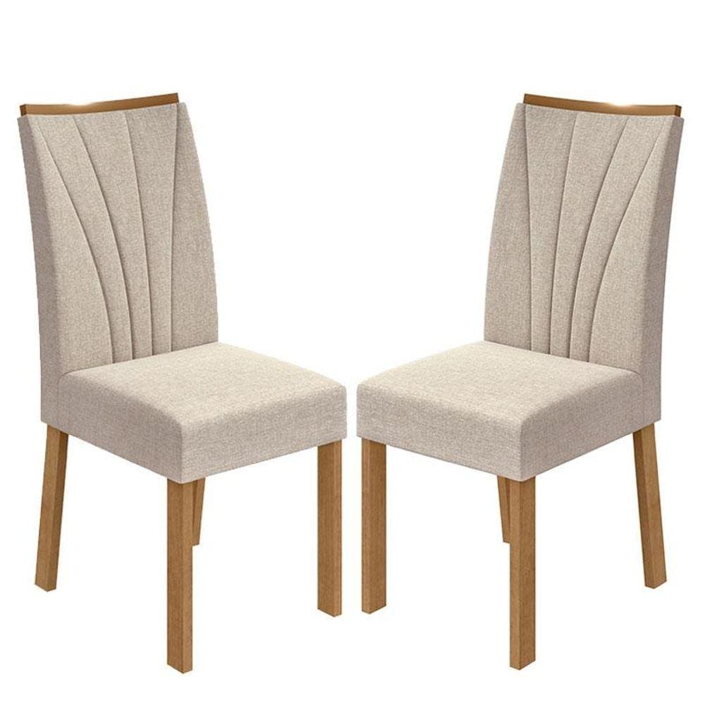 Cadeira para Mesa de Jantar Apogeu kit 02 Peças Linho Rinzai Bege Amêndoa Clean - Lopas
