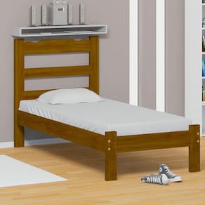 Cama de Solteiro Esmeralda de Madeira Maciça Reforçada Imbuia