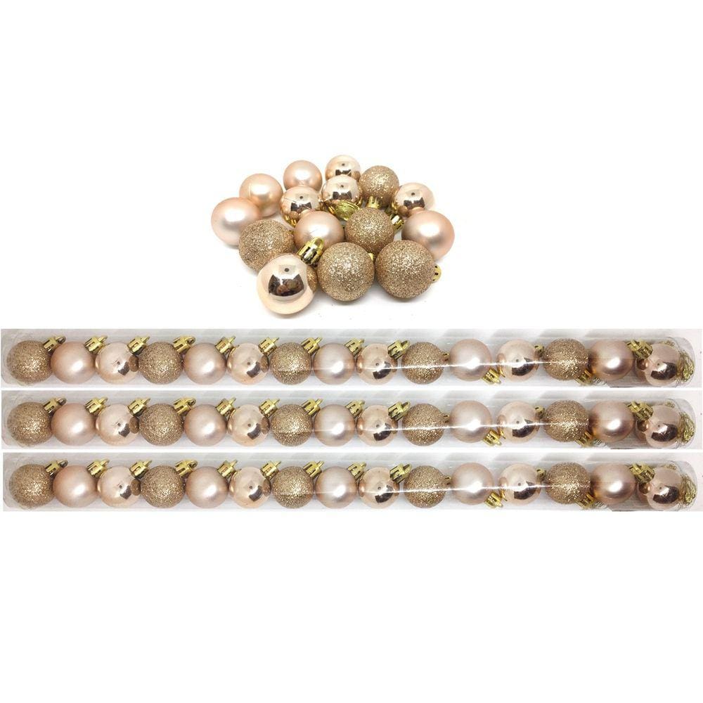 Kit 45 Bolas Natal Mista Glitter, Fosca, Lisa Champagne 3cm