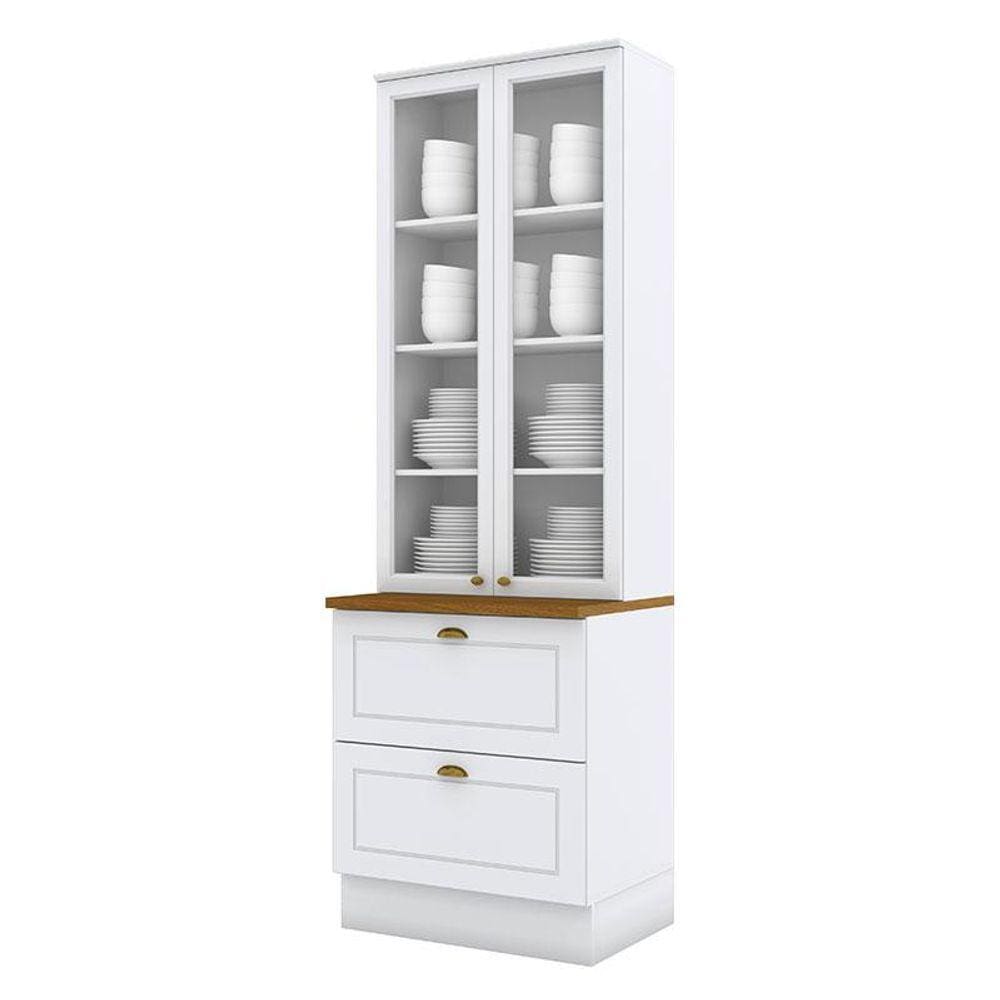Cristaleira Americana Branco HP com Tampo Naturale - Henn