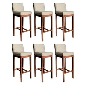 Kit 6 Banquetas Estofadas Alta Lisboa para Bancada 100 Cm Suede Bege CCS